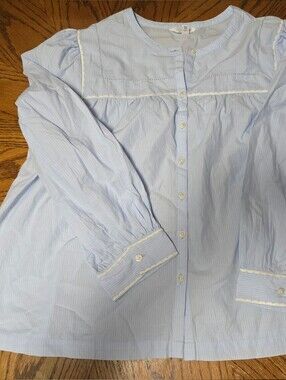 Time and Tru Light Blue Pinstripe Button-Front Blouse